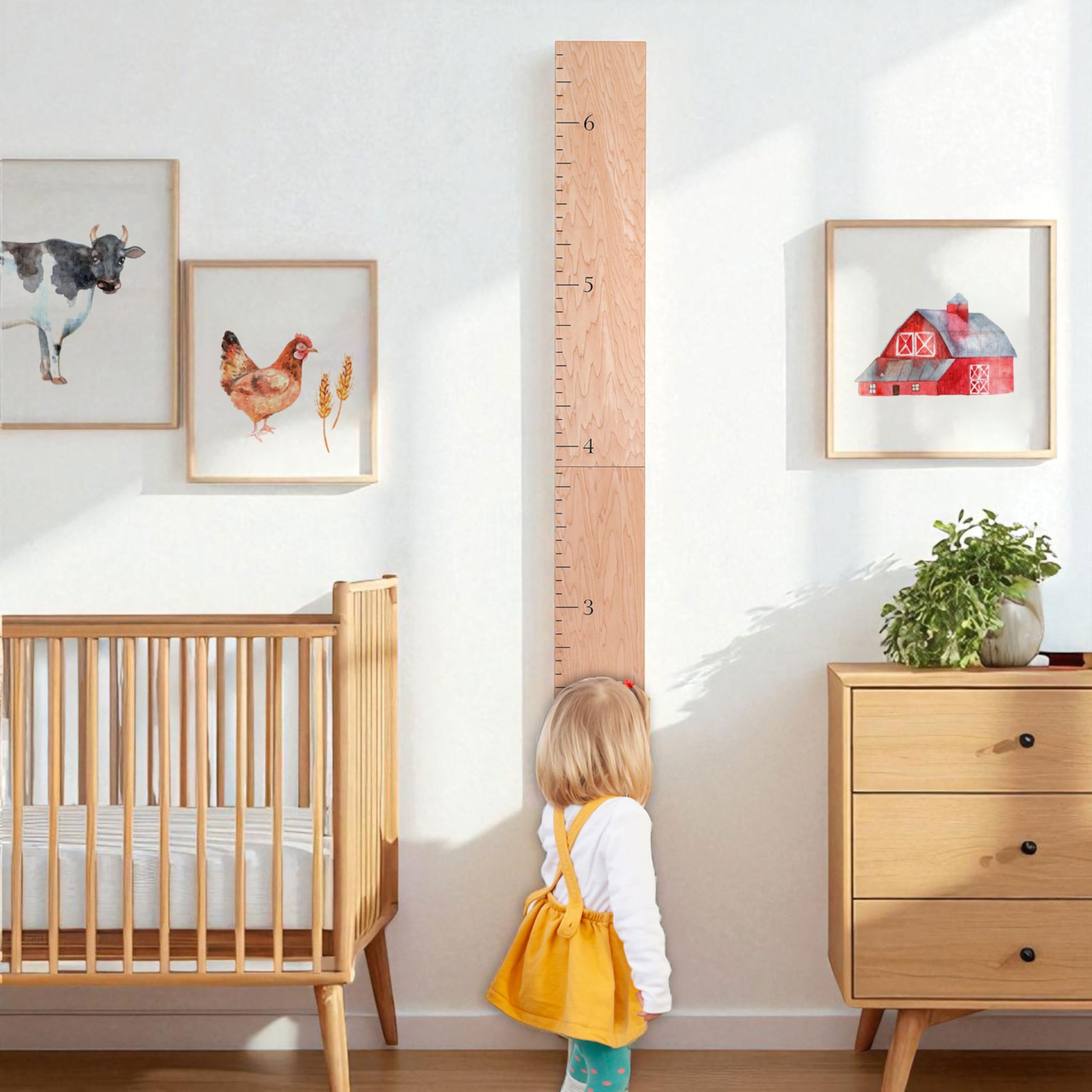 Headwaters Studio wall-mounted wood growth chart close-up grain for natural decor.