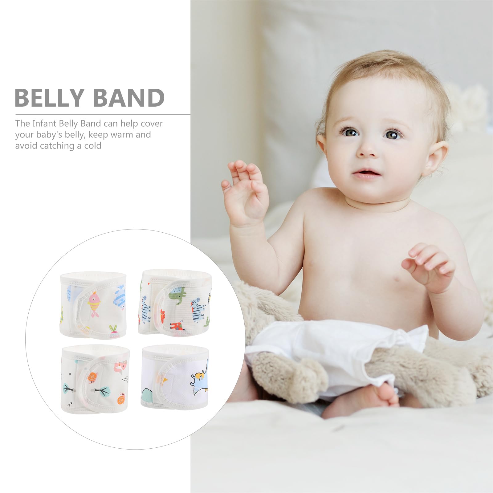 Healifty belly band on a newborn demonstrates adjustable fit for 0–12 months.