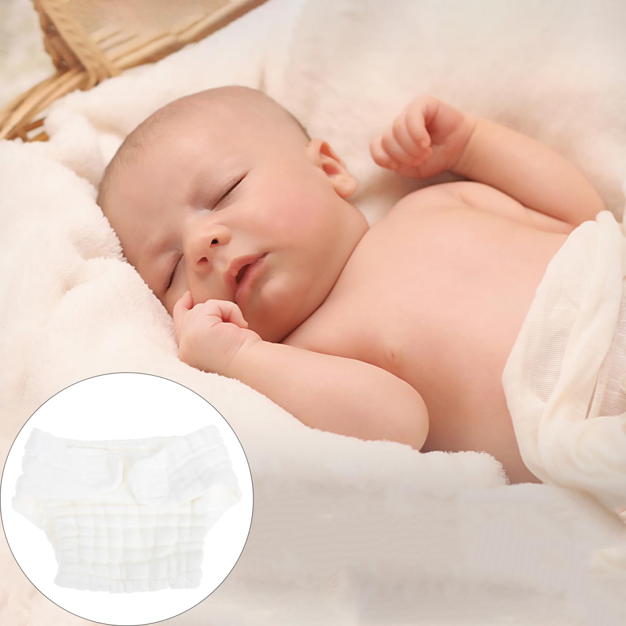 Healifty Newborn Diapers mustard color close-up shows soft cotton texture.