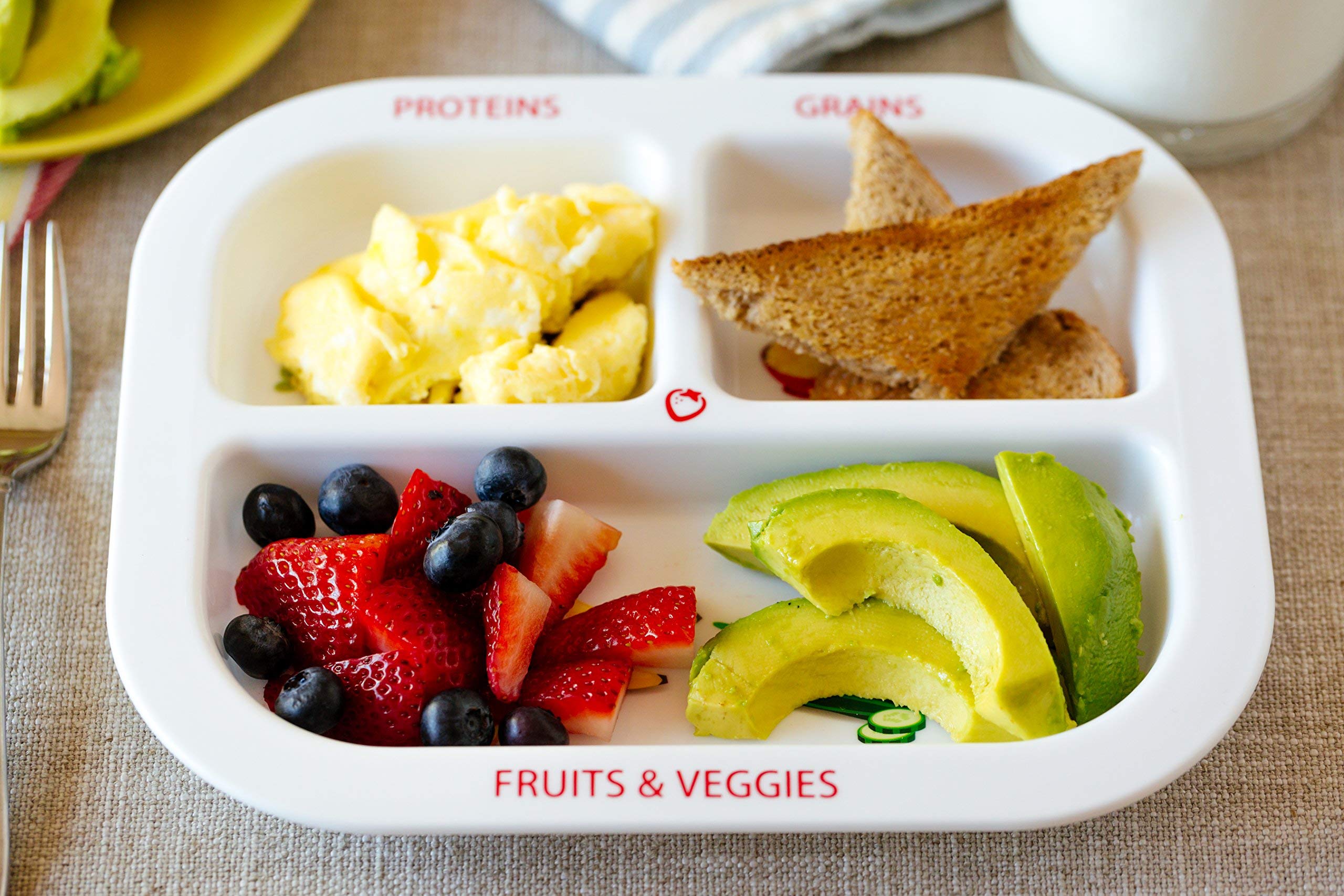 Health Beet MyPlate plate with deep sides keeps foods separated
