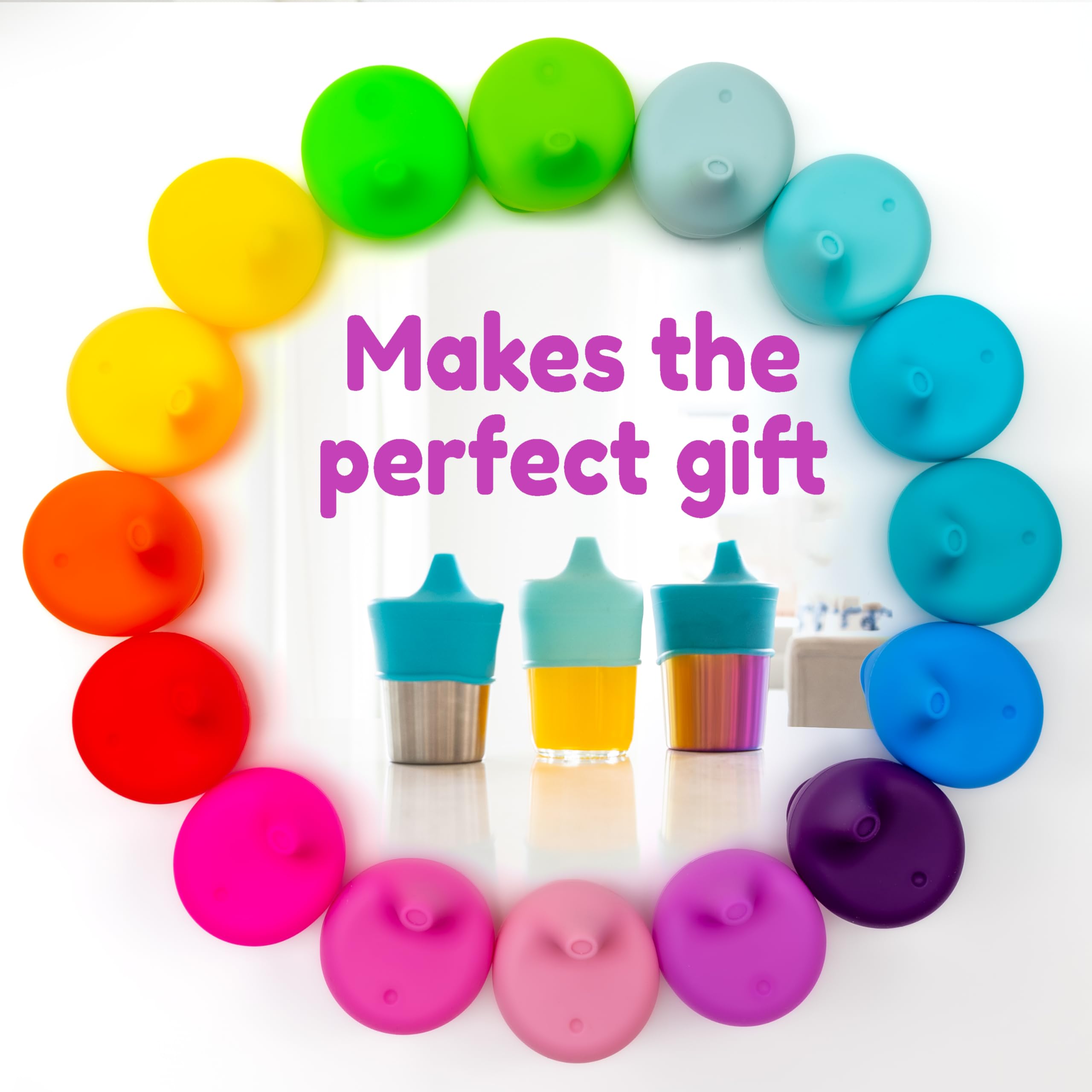 Healthy Sprouts silicone sippy cup lids dishwasher-safe for quick, hygienic cleanup after meals.