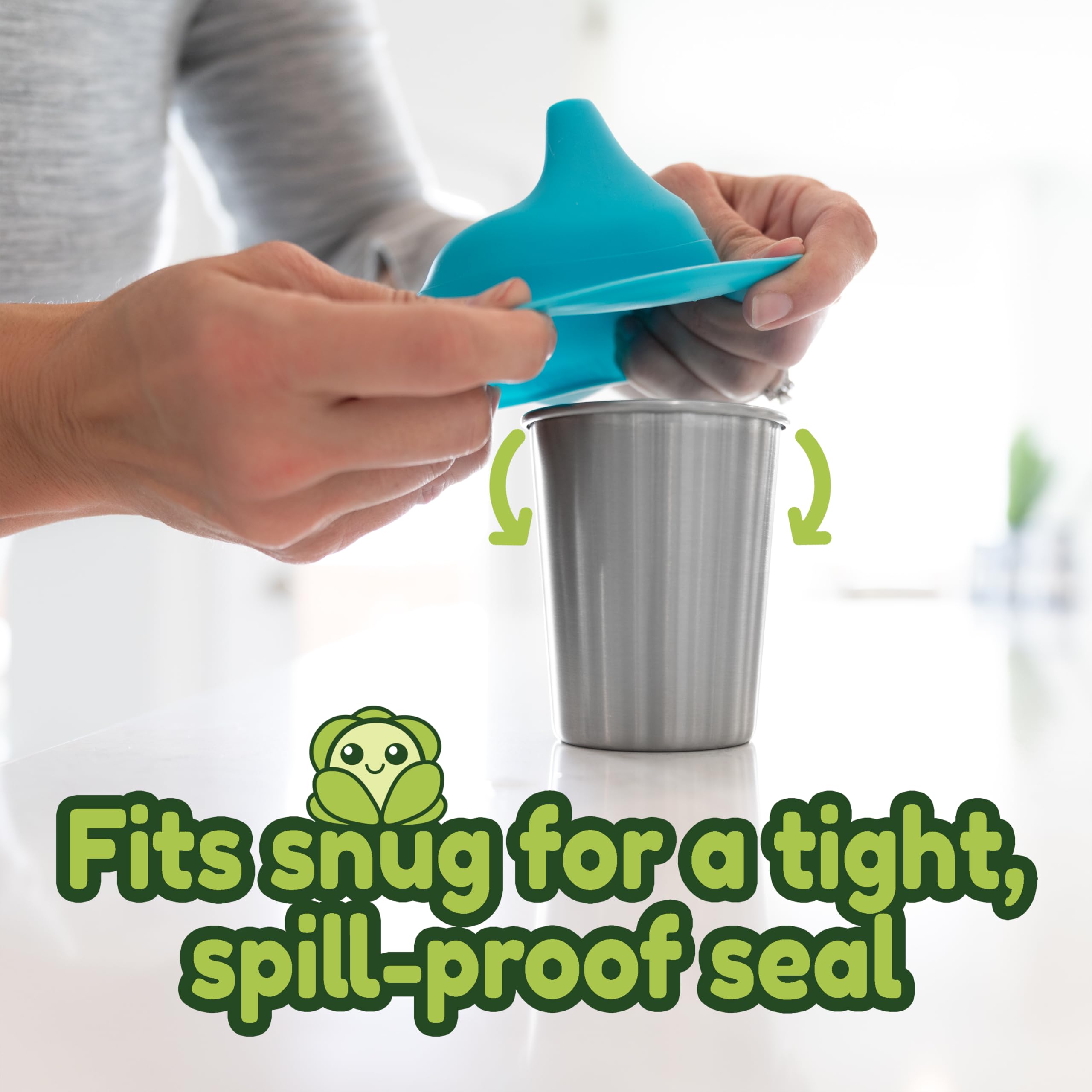Healthy Sprouts silicone sippy cup lids orange pack ready for travel-friendly, spill-proof on-the-go use.