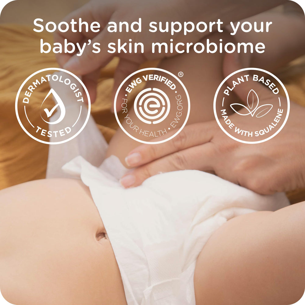 HealthyBaby Diaper Cream with squalane nourishes and soothes delicate skin.