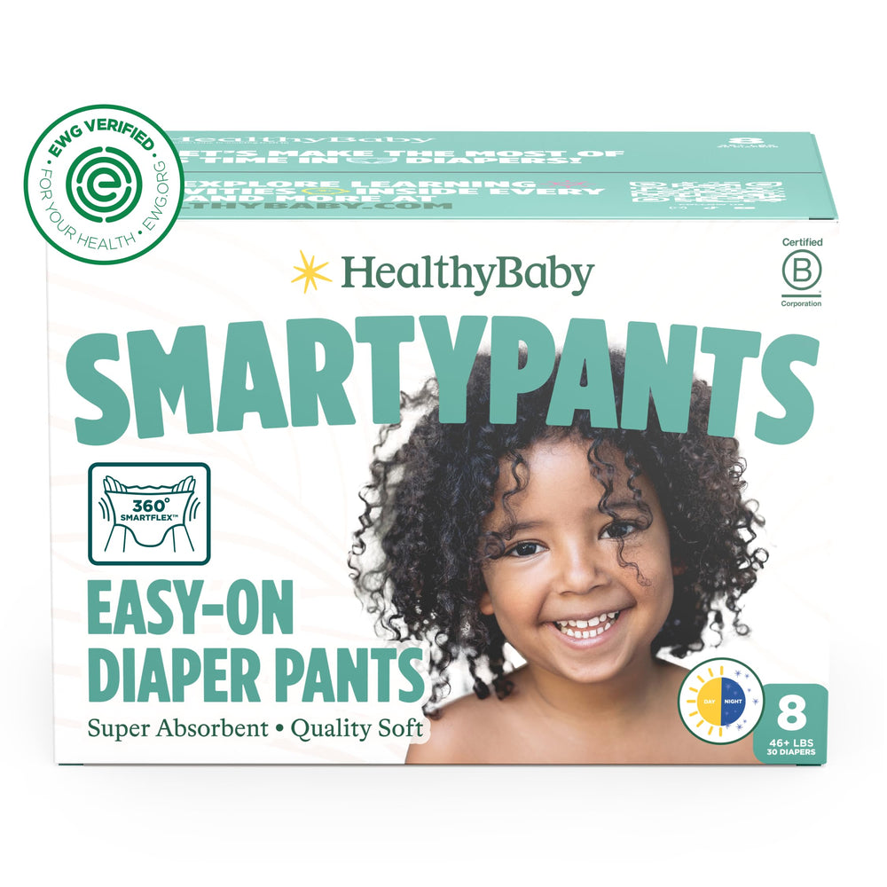 HealthyBaby SmartyPants pull-up diaper with quilted waistband for secure fit and dryness