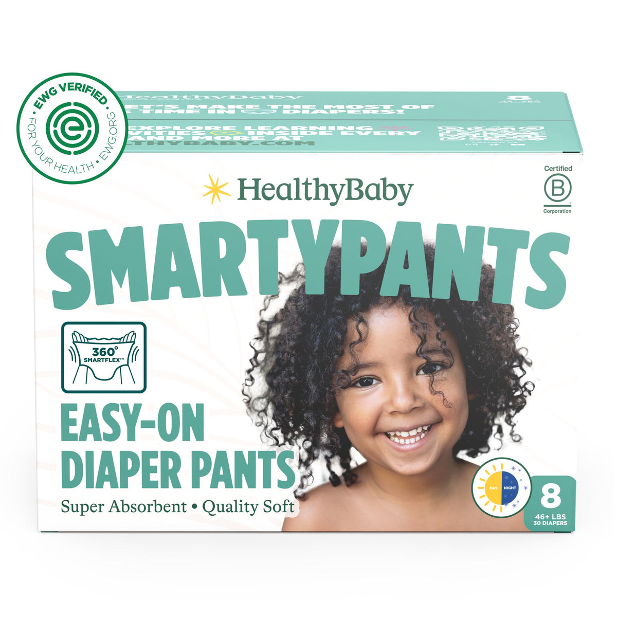 HealthyBaby SmartyPants pull-up diaper with quilted waistband for secure fit and dryness