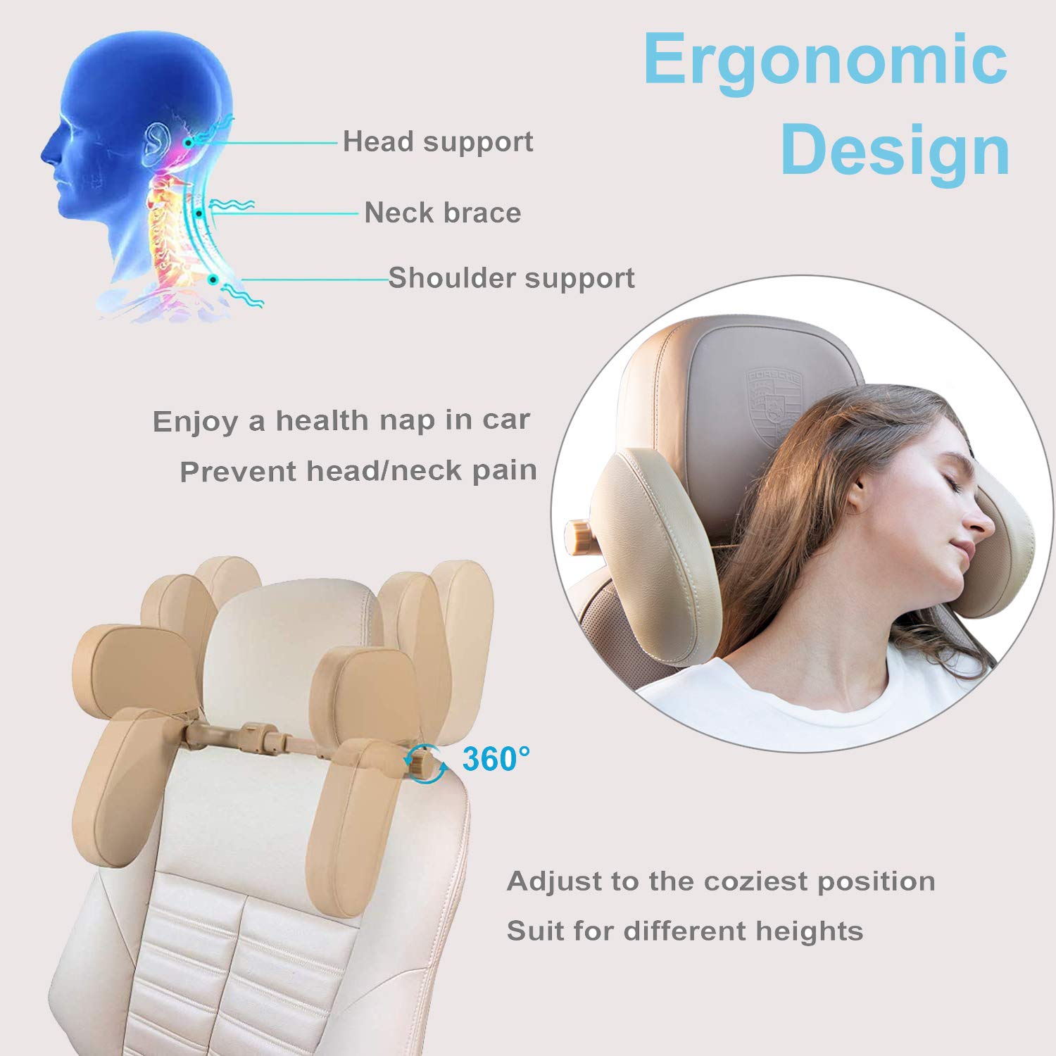 Heapany Roadpal 360° rotatable pillow adapts to different passengers
