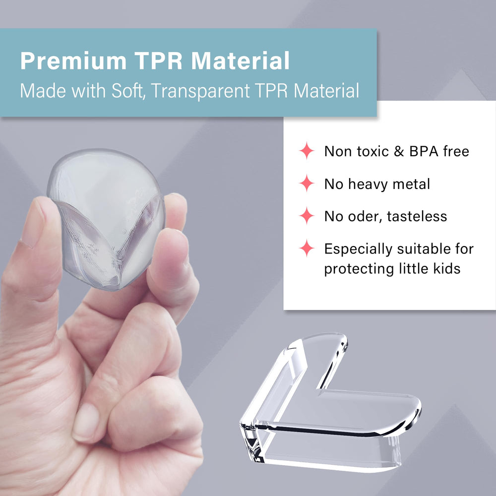 Heart of Tafiti corner guards close-up showing soft TPR material for safe, non-toxic padding.