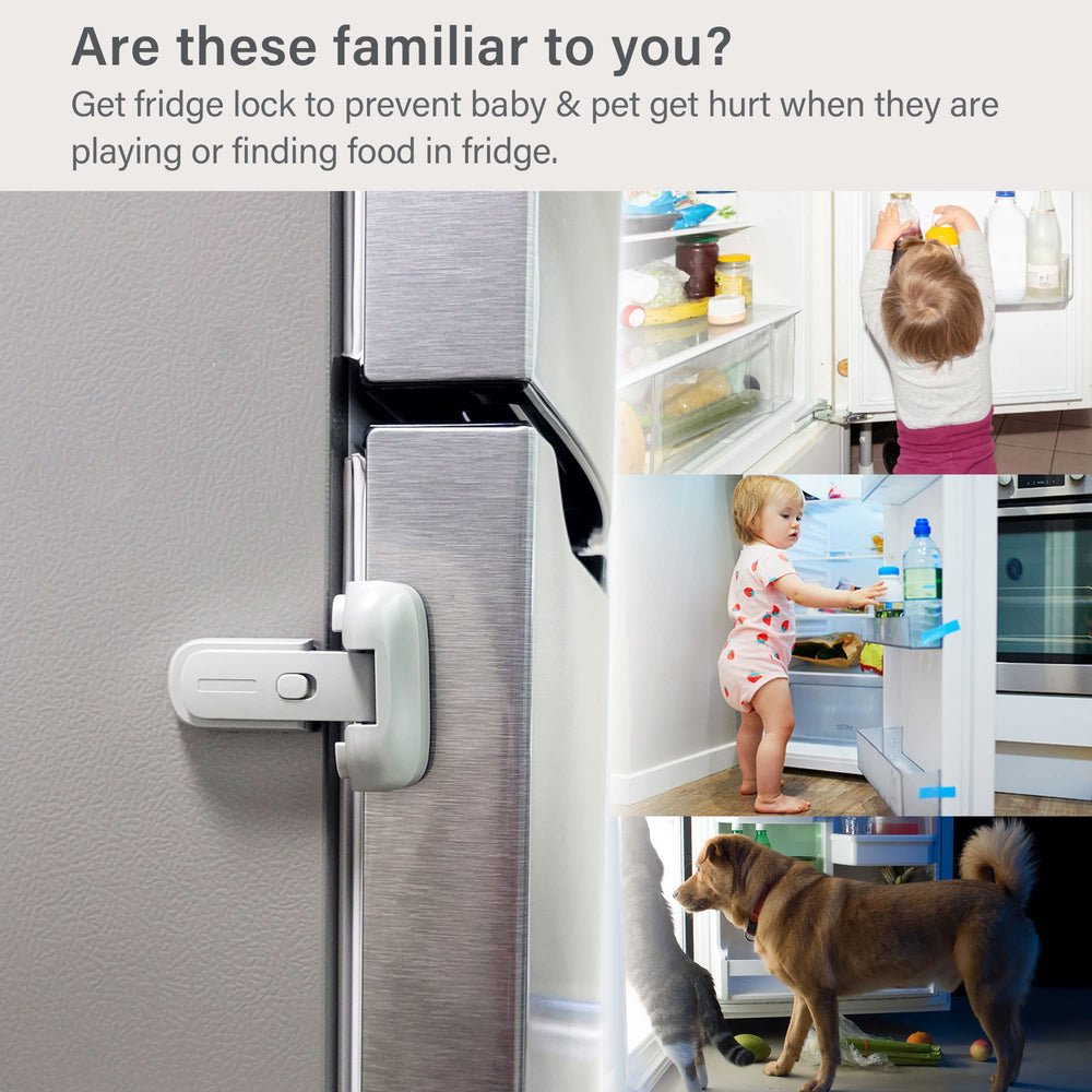 Heart of Tafiti fridge lock close-up highlights one-handed operation for easy use