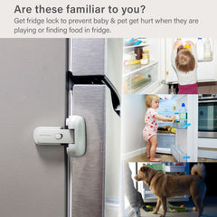 Heart of Tafiti fridge lock close-up highlights one-handed operation for easy use
