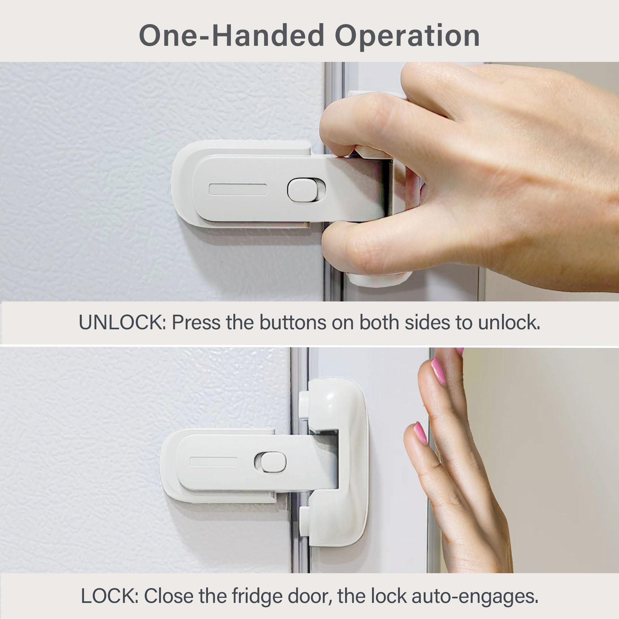 Heart of Tafiti fridge lock one-handed operation highlights convenient access for busy caregivers.