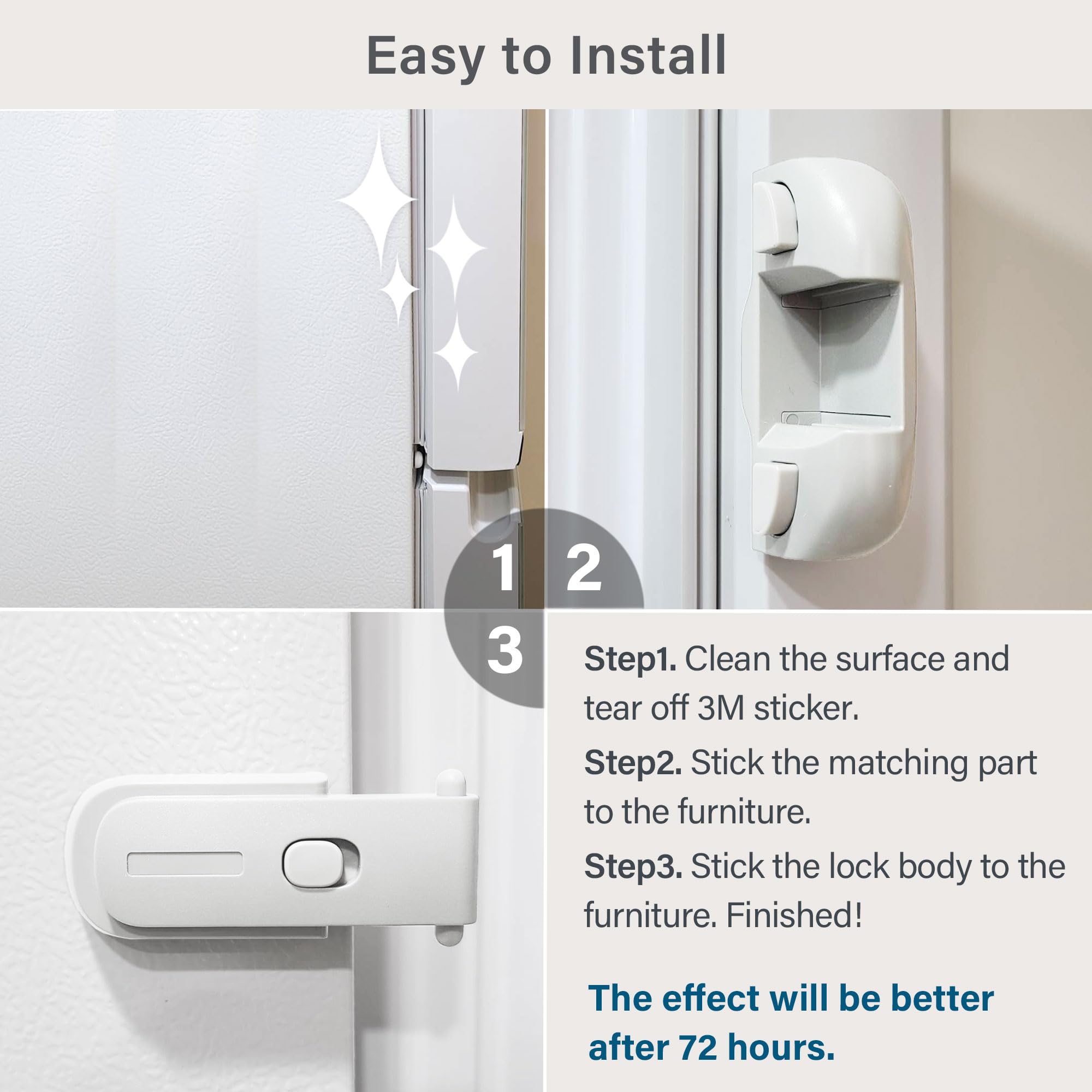Heart of Tafiti fridge lock on recessed door demonstrates height-adjustable fit for diverse fridges.