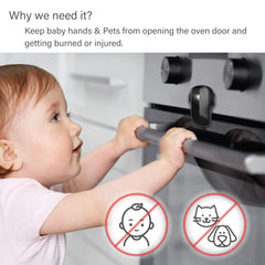 Heart of Tafiti oven lock adhesive back shows tool-free install with strong hold