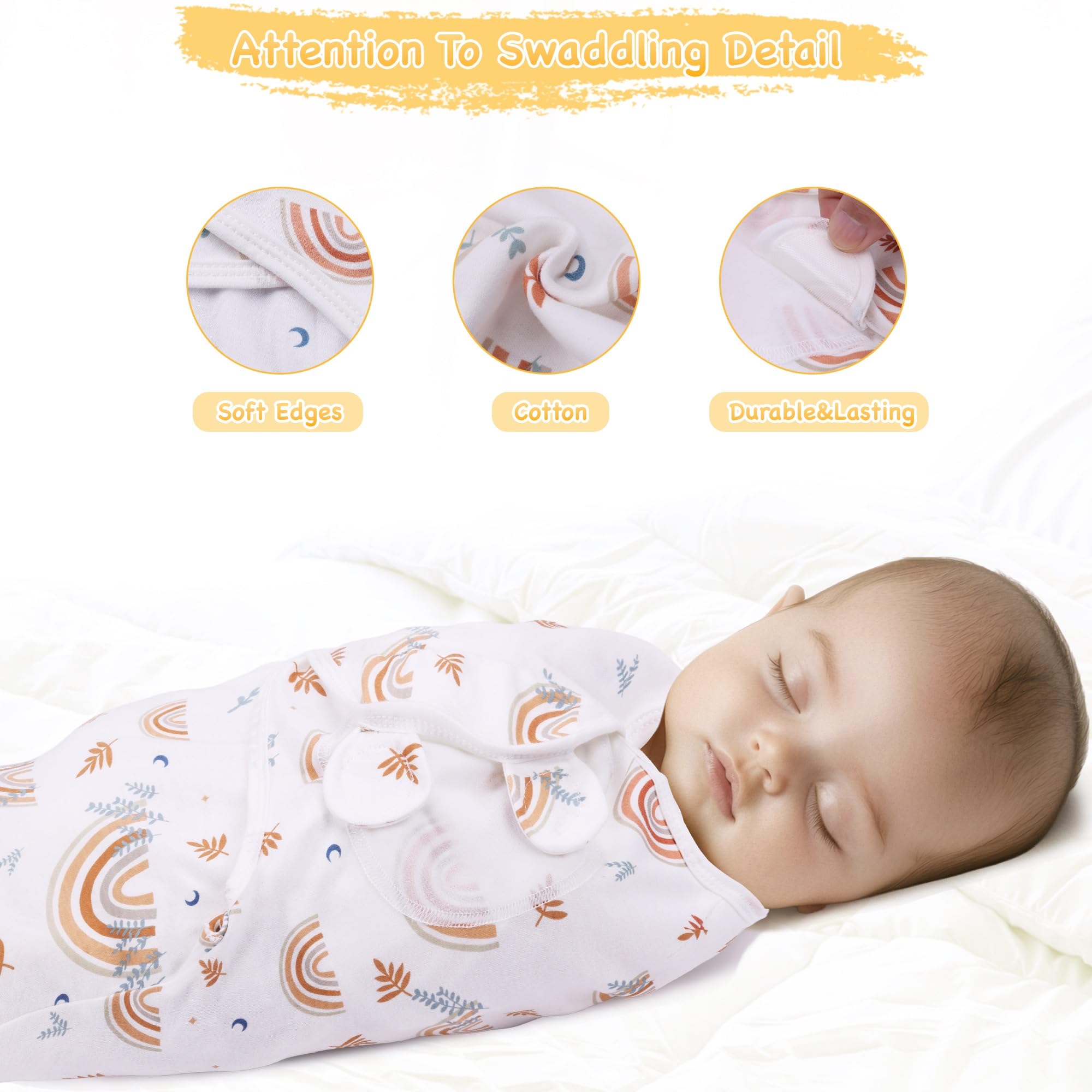 HeartLuxe rainbow swaddle and cap support peaceful daytime naps