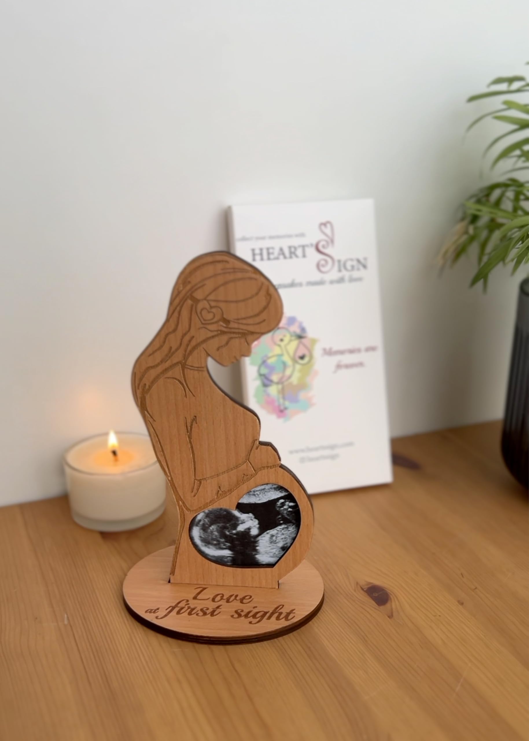 Heart's Sign baby announcement frame ideal for baby showers.
