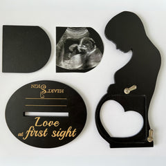 Heart's Sign baby frame complements nursery decor with a personal ultrasound keepsake.