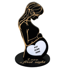 Heart's Sign baby ultrasound frame in black highlights the heart-slot for cherished memories.