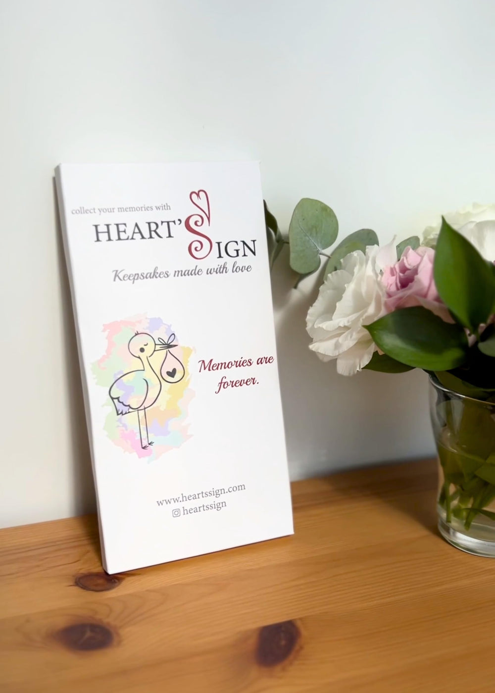 Heart's Sign gender reveal frame adds a unique keepsake moment.