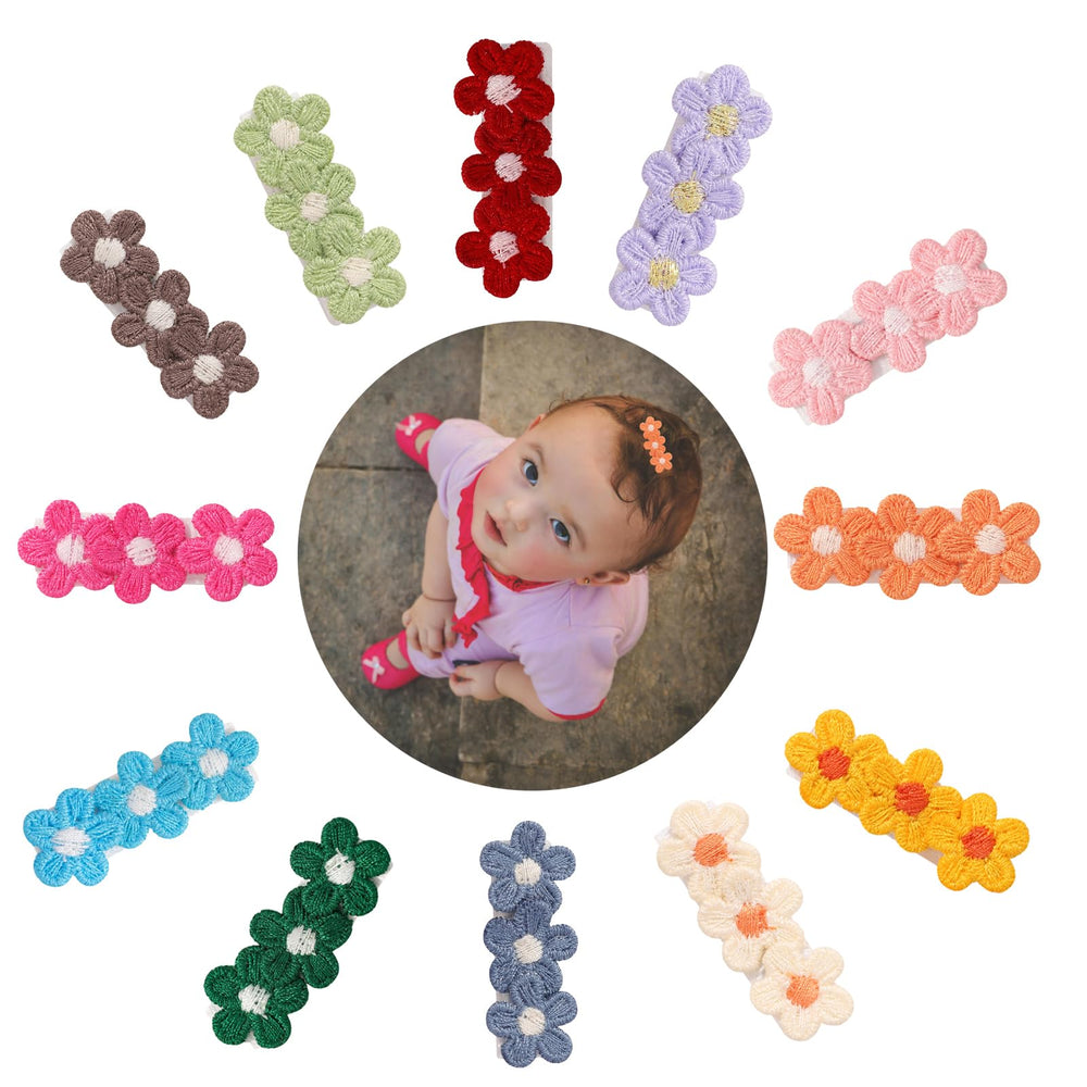 Hearuers baby hair clips with soft fabric flowers provide secure grip for delicate hair.