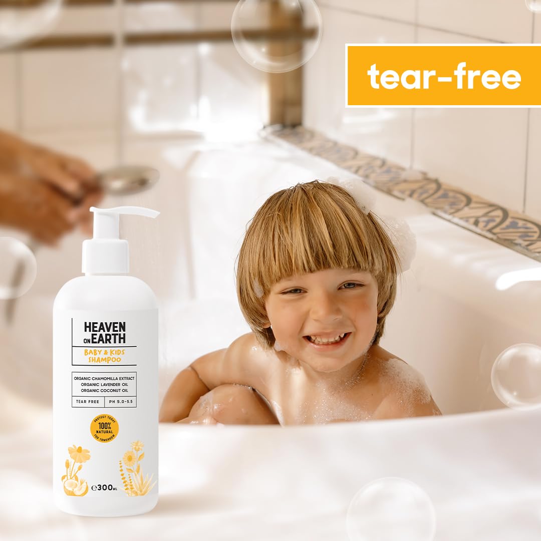 Eco-friendly recyclable packaging for Heaven on Earth vegan baby wash.