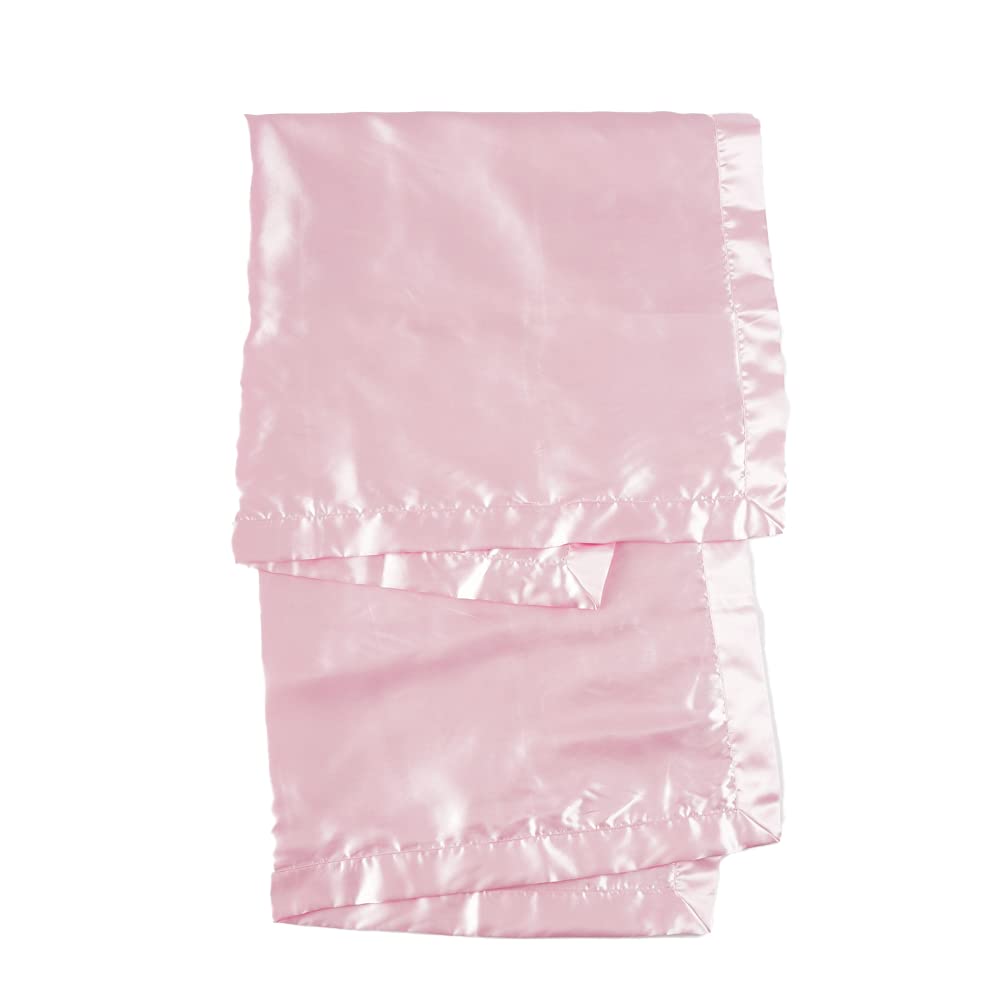 Heavens Cuddles pink satin blanket wrapped for comforting nap-time routines