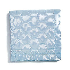 Heavens Cuddles quilted satin baby blanket light blue snuggle time image highlights gentle warmth.