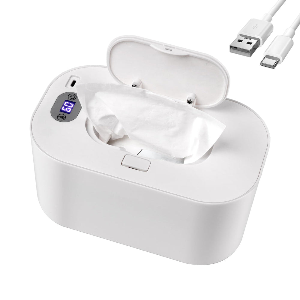 Hebafri baby-wipe-warmer top view shows compact design for quick newborn care.