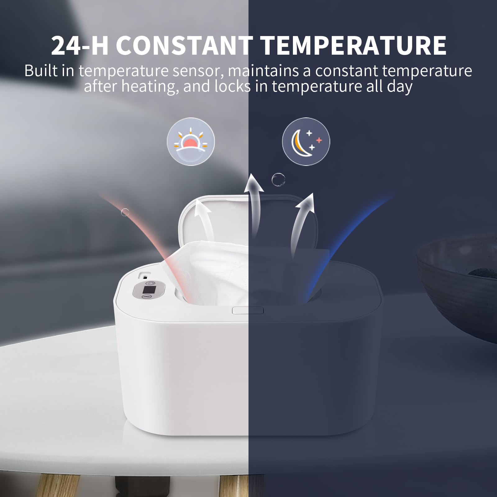 Hebafri baby-wipe-warmer USB port demonstrates safe power options for home or travel.