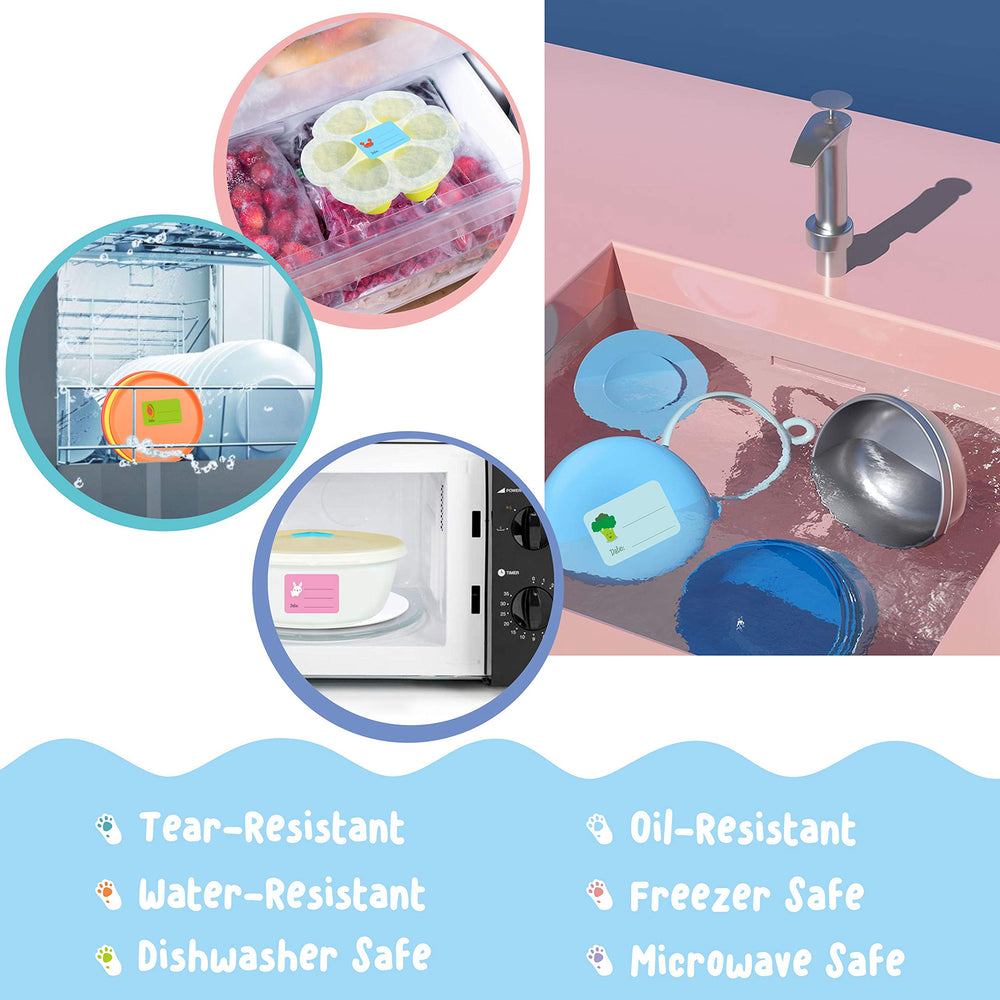 Hebayy water-resistant labels stay legible on containers during washing.