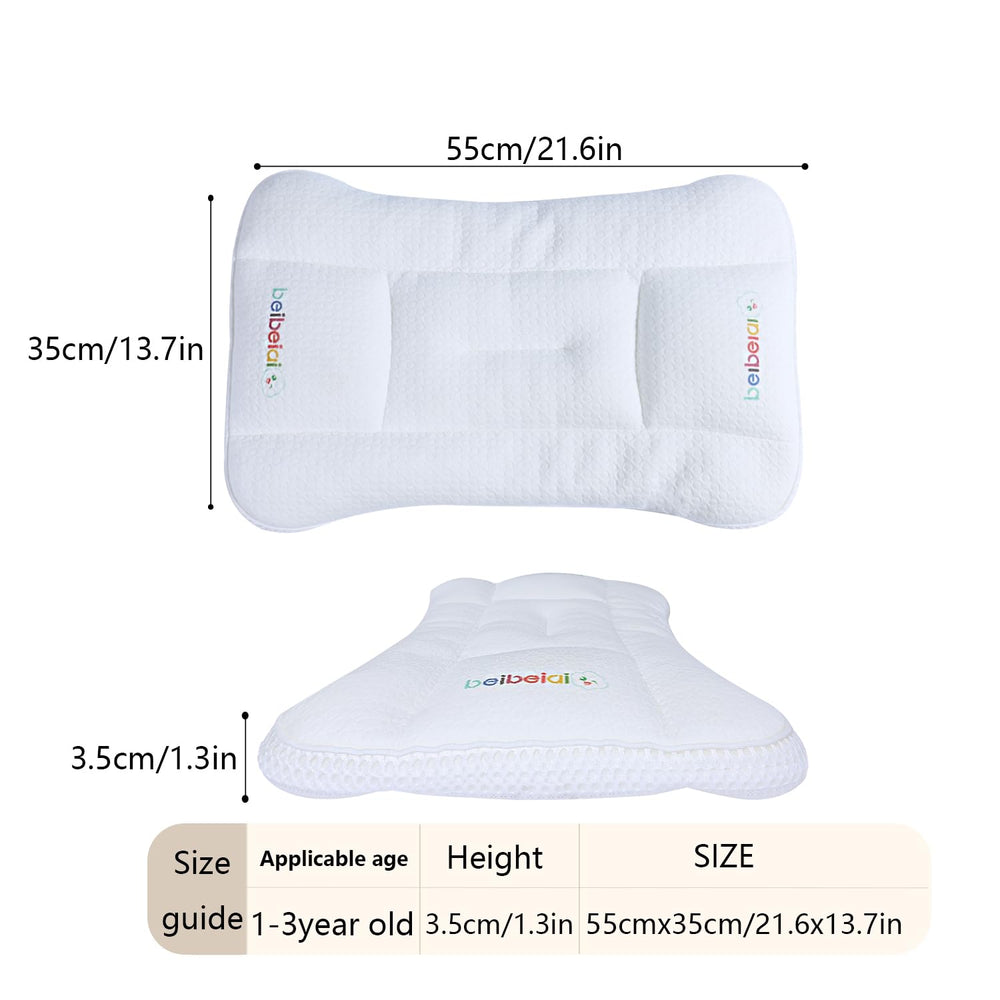 Hebove Kids Pillow side view highlights slim profile for cozy bedside use.
