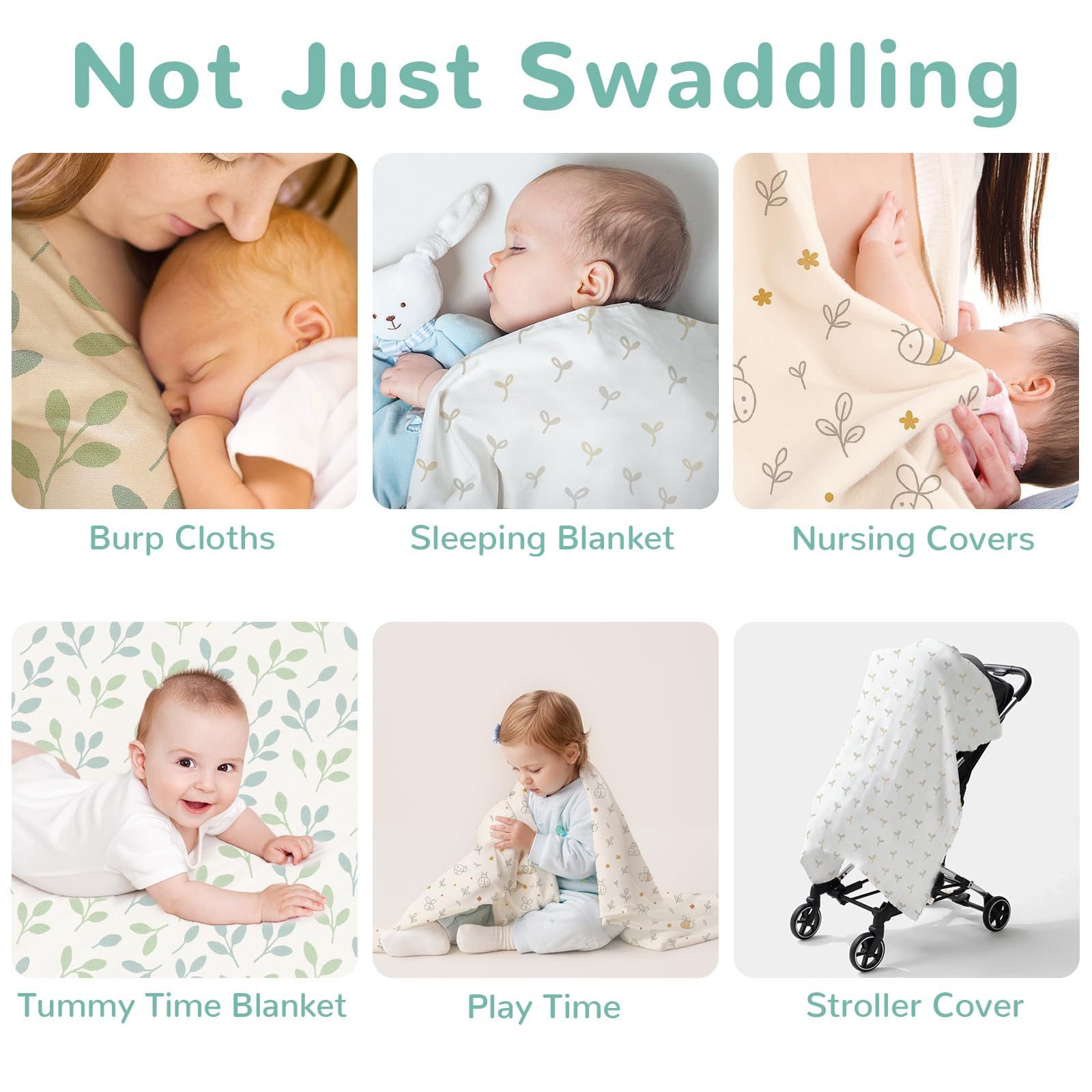 HECCEI swaddle doubles as nursing cover or stroller blanket for on-the-go