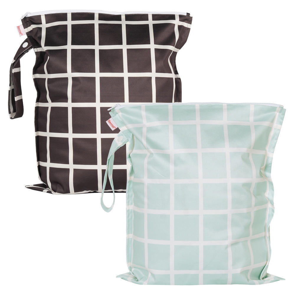 HECCEI Wet Dry Bag Soft Check folded for compact travel organization.