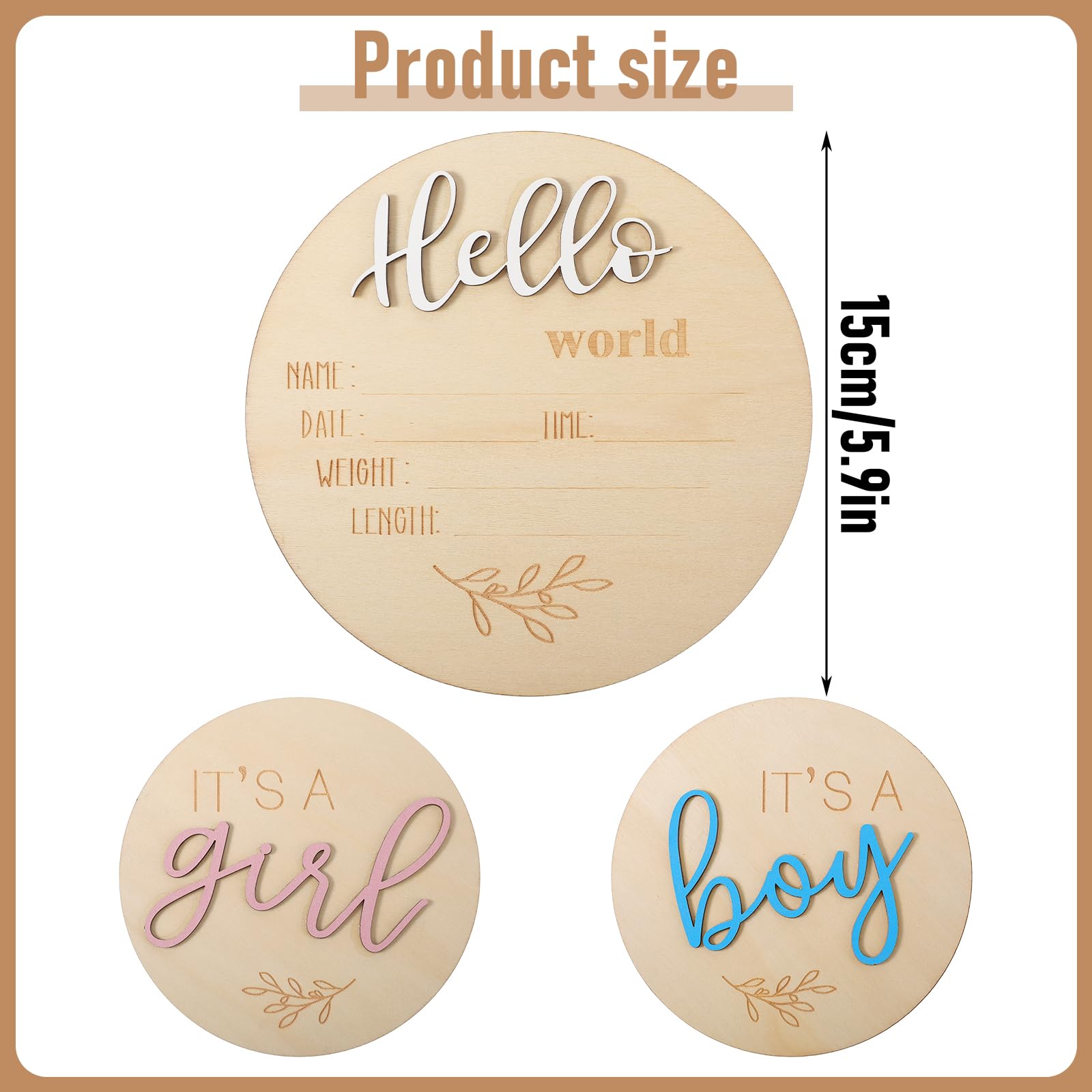 Heclia Baby Announcement Sign handwritten birth details area for personalized memories.