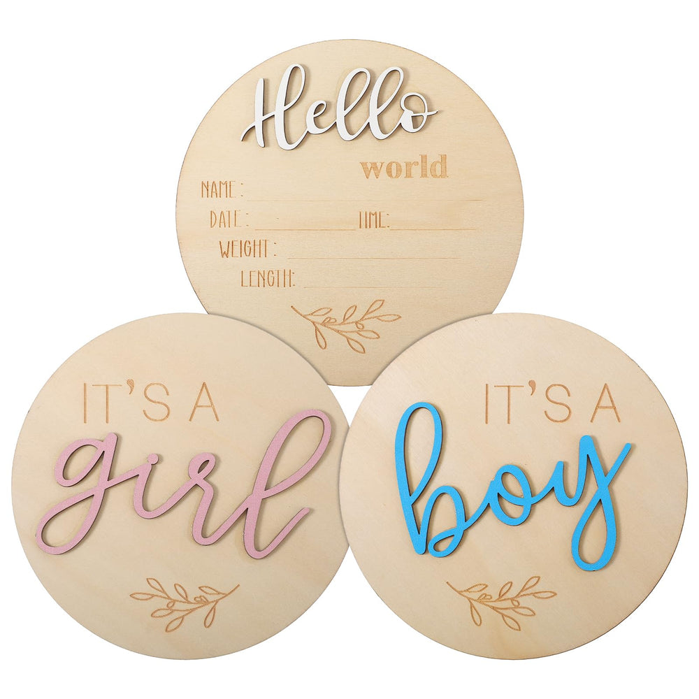 Heclia Baby Announcement Sign It’s a Boy on warm wood for hospital photo keepsakes.