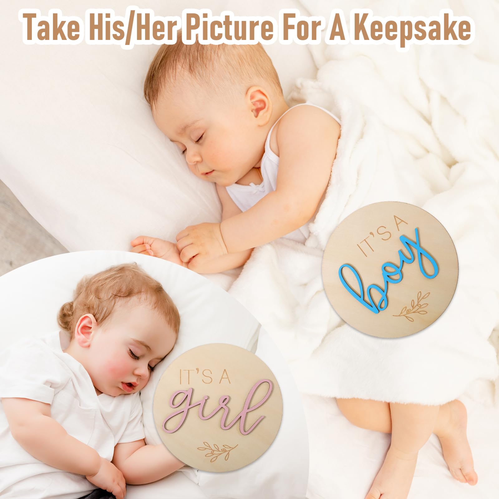 Heclia Baby Announcement Sign kiln-dried pine wood with smooth edges for safe baby props.