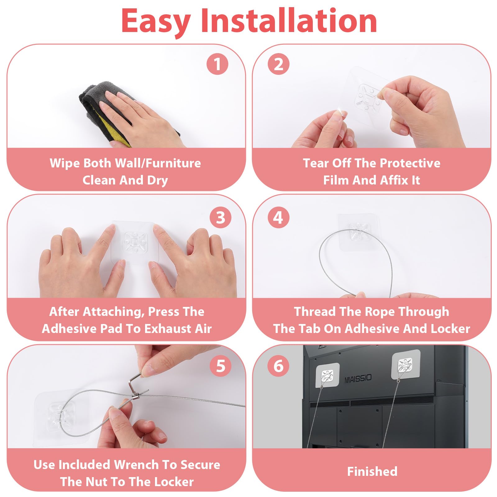 Heclia high-load-capacity strap in use illustrates reliable support for TVs and furniture.