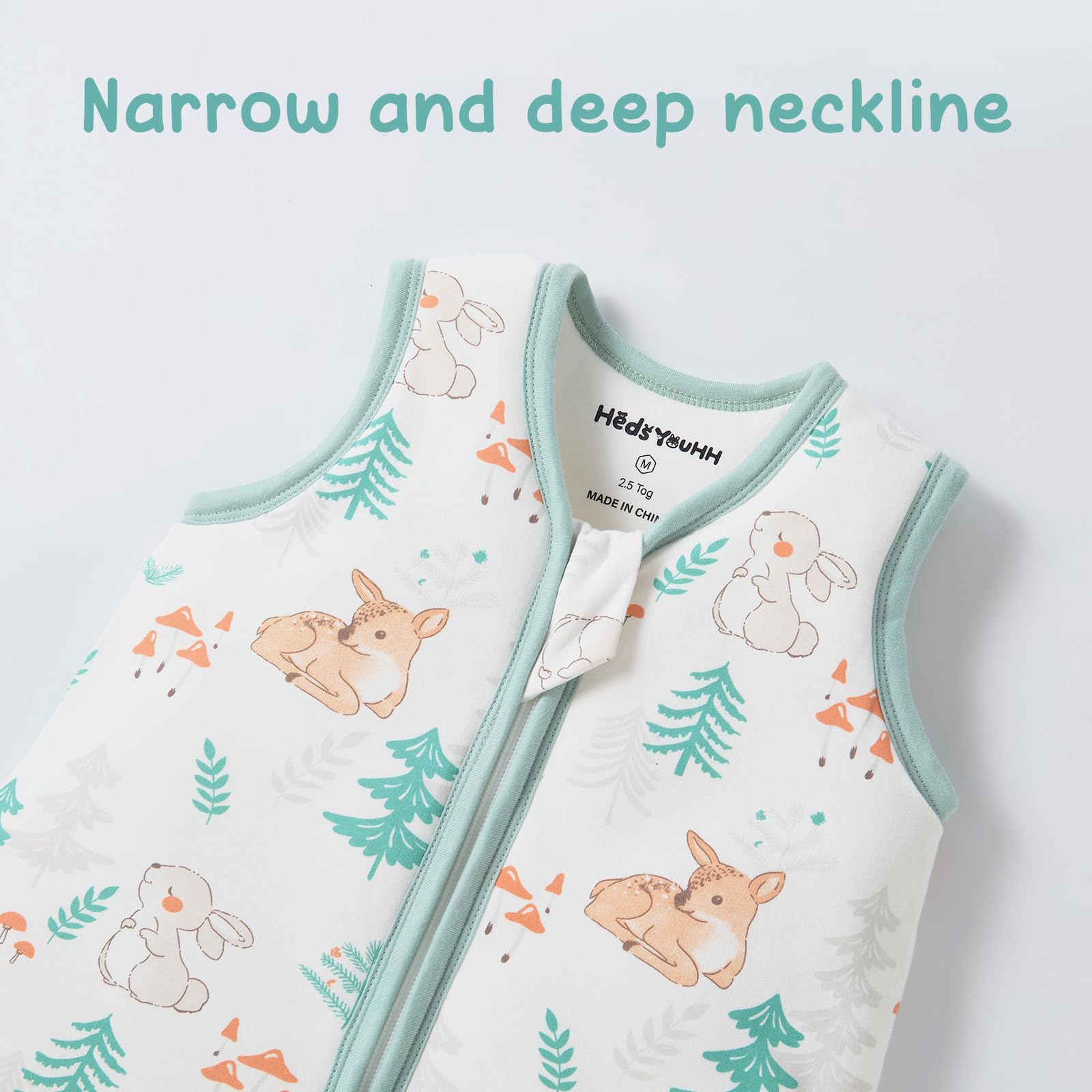 HEDSYOUHH sleep sack with 3-independent-2-way zippers enables quick diaper changes.