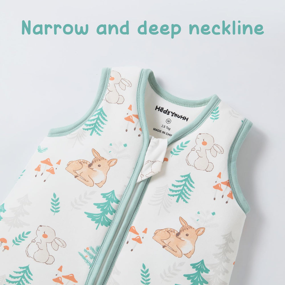 HEDSYOUHH sleep sack with 3-independent-2-way zippers enables quick diaper changes.