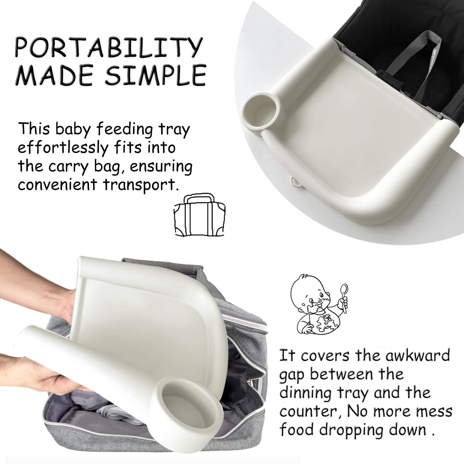Heebabeys silicone baby dining tray easy-clean material simplifies post-meal cleanup