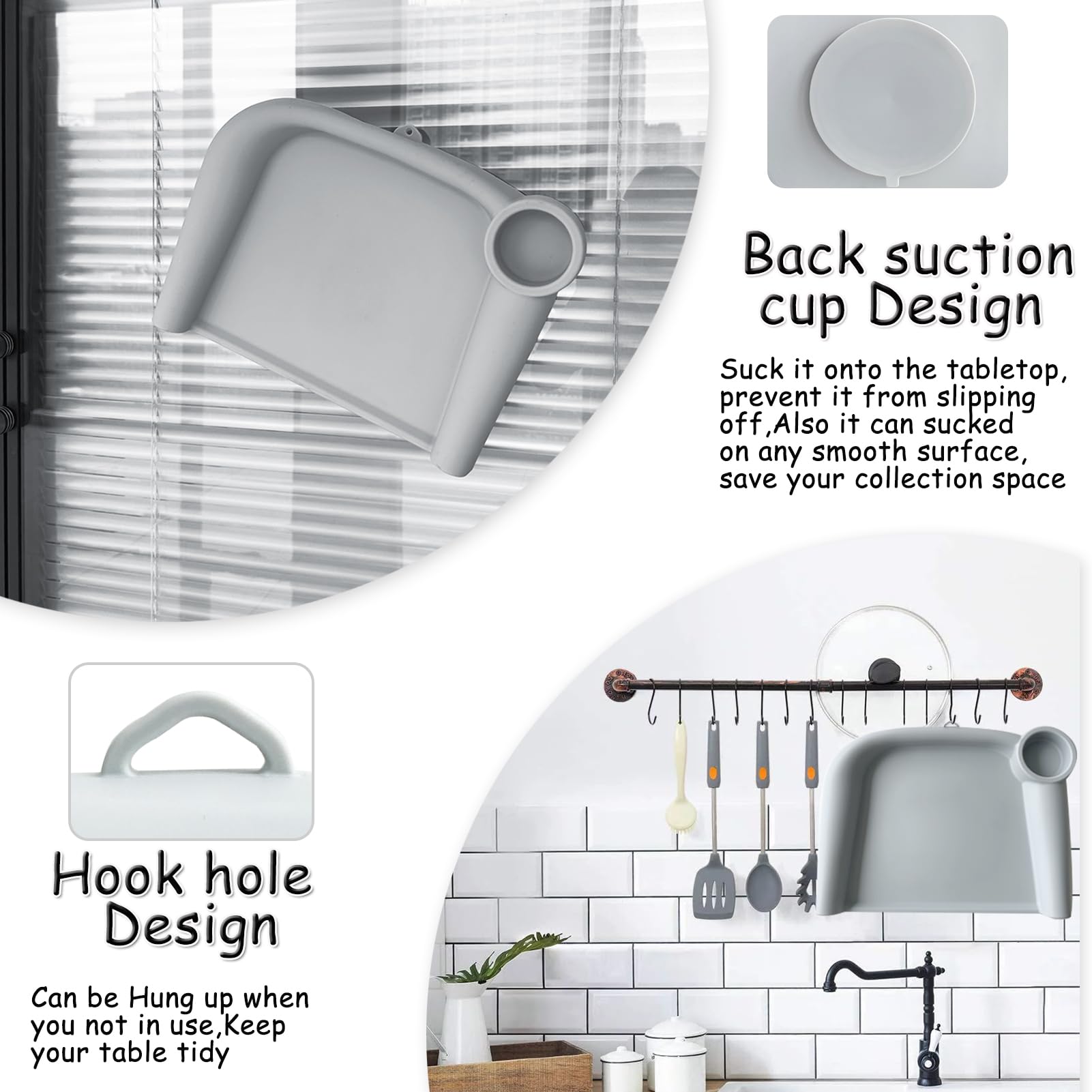 Heebabeys dining tray with upgraded suction cups offers stable placement on counters