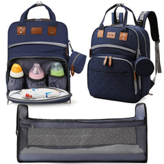 Heegel diaper bag backpack with changing station in dark blue for on-the-go diaper changes