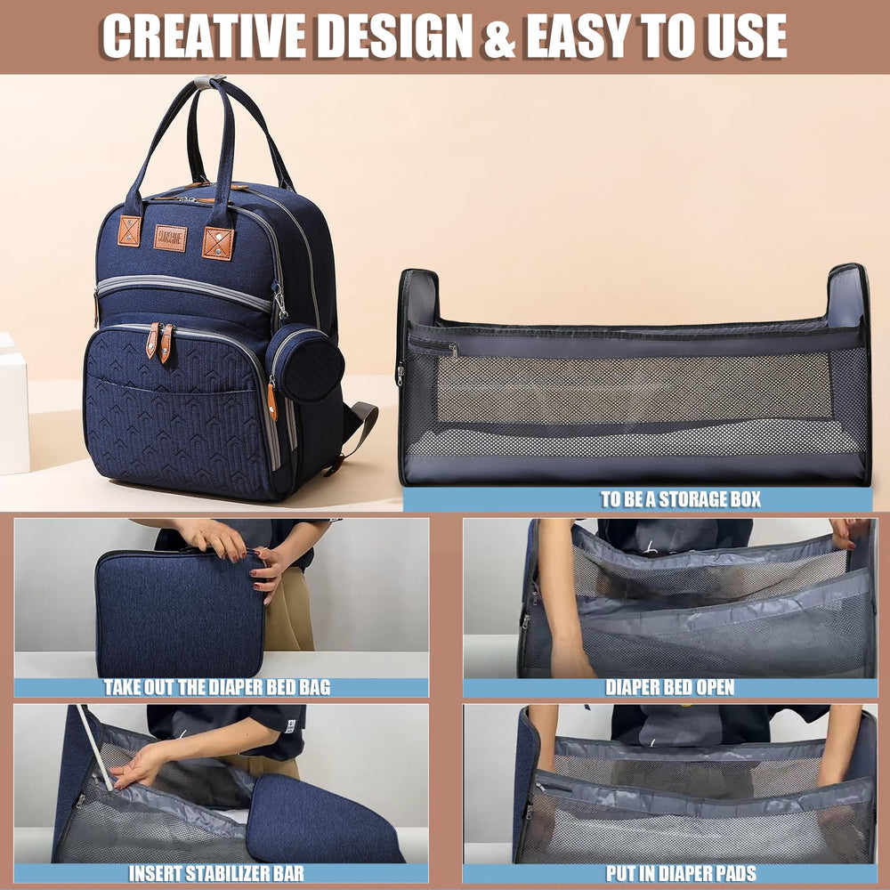 Dry/wet separation compartments inside Heegel diaper bag backpack