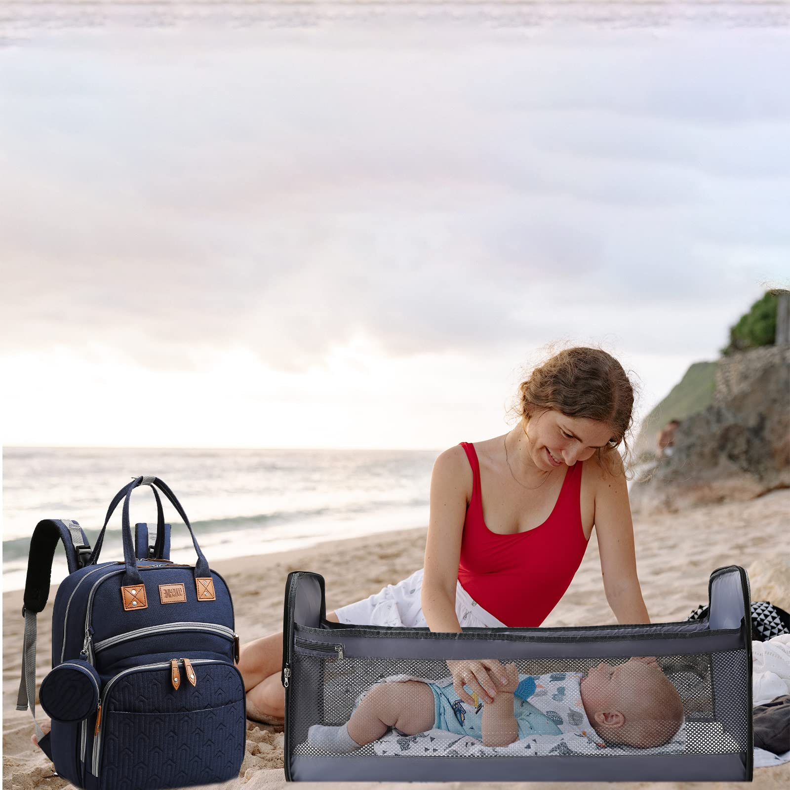 Padded shoulder straps on Heegel diaper bag backpack for comfortable wear