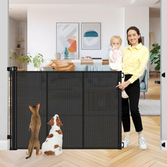 HEELALBABY 42-inch gate rolled up for space-saving convenience.