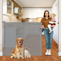 HEELALBABY 48-inch gate in doorway keeps pets contained and children safe.