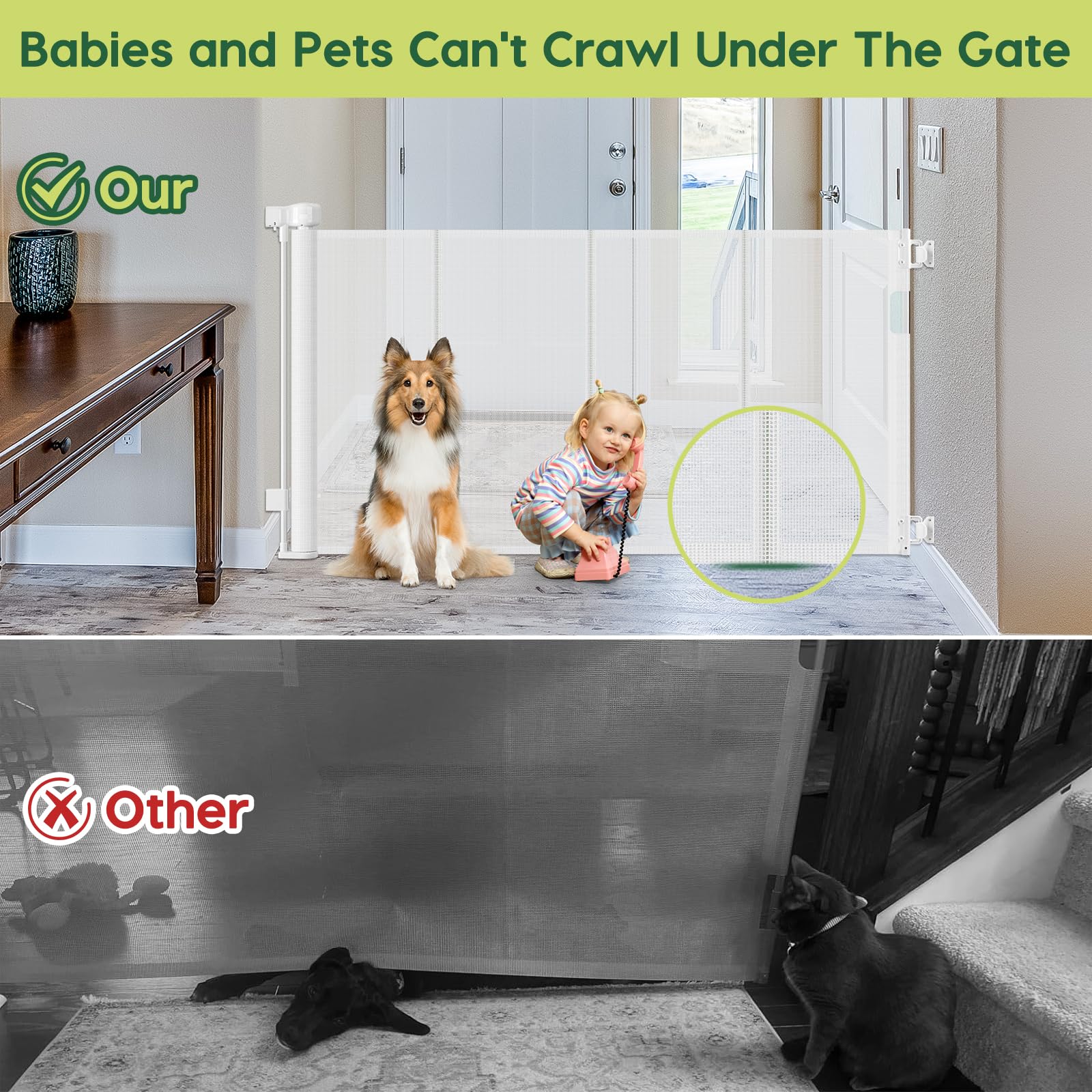 HEELALBABY 55inch-wide-doorway-gate fits spacious openings for flexible layouts