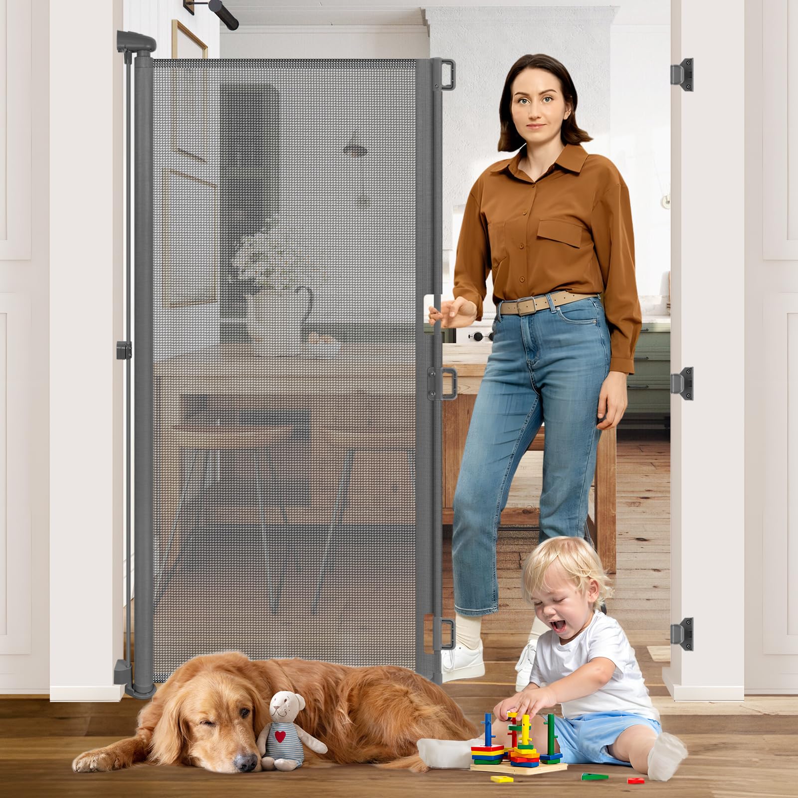 HEELALBABY 65inch extra tall gate extended for wide doorways and stairways safety.