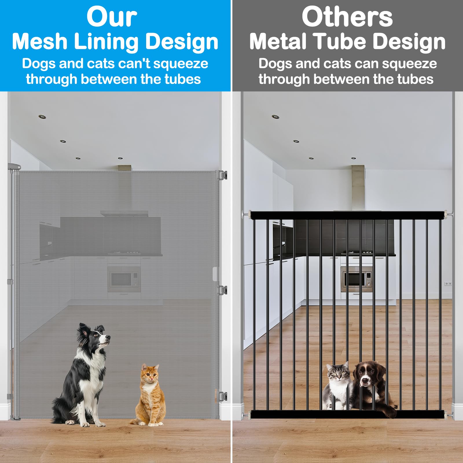 HEELALBABY 72-inch tall gate indoors and outdoors for versatile protection.
