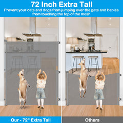 HEELALBABY 72-inch tall gate mesh design protects pets while keeping children contained.
