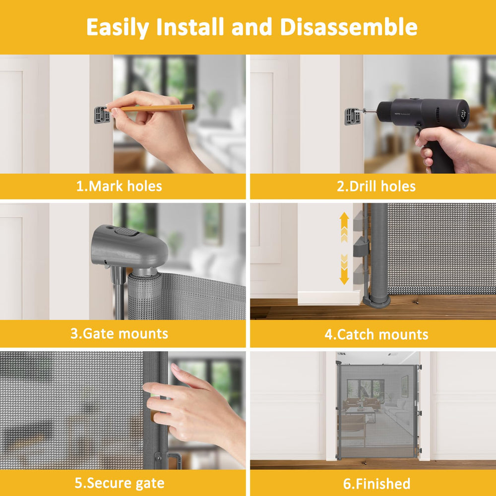 HEELALBABY 72-inch tall gate keeps babies and pets safe in busy homes.