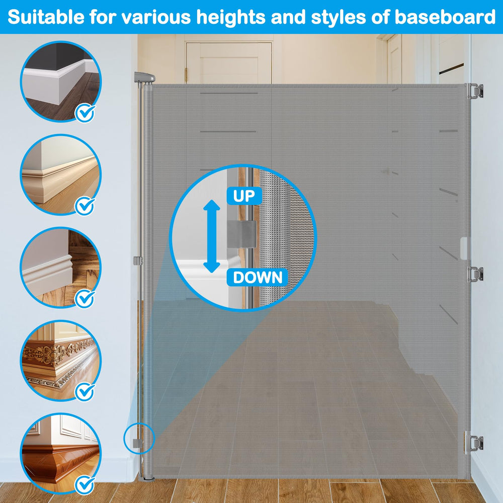 HEELALBABY 72-inch tall gate scratch-resistant mesh stands up to everyday wear.